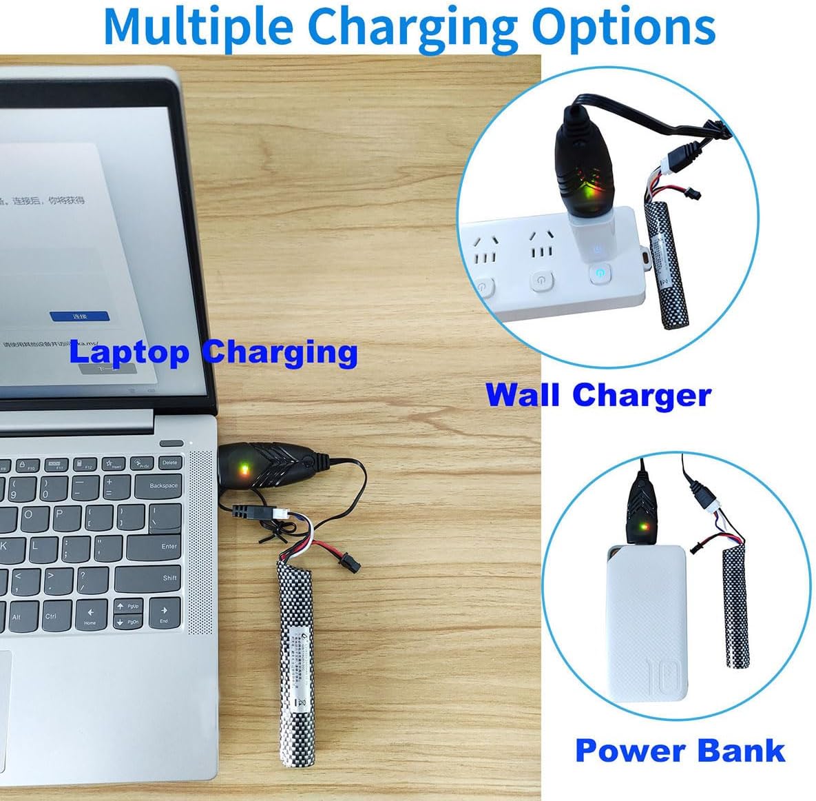 Skiennix Water Bead Gel Ball Blaster - 11.1V Rechargeable Battery with USB Charging Cable | 2000mAh Capacity