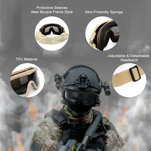VEWOE Airsoft Tactical Goggles Anti-fog Military Glasses with 3Interchangable Lens, Safety-Goggles for Shooting Hunting