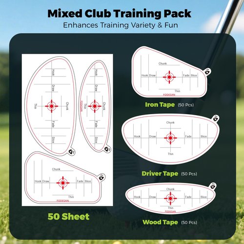 FODESAN Golf Impact Tape, Golf Swing Trainer & Training Aid, Club Face Stickers for Instant Swing Feedback, Indoor & Simulator Practice, Golf Accessories, Practical Golf Gifts & Golf Stuff for Golfers