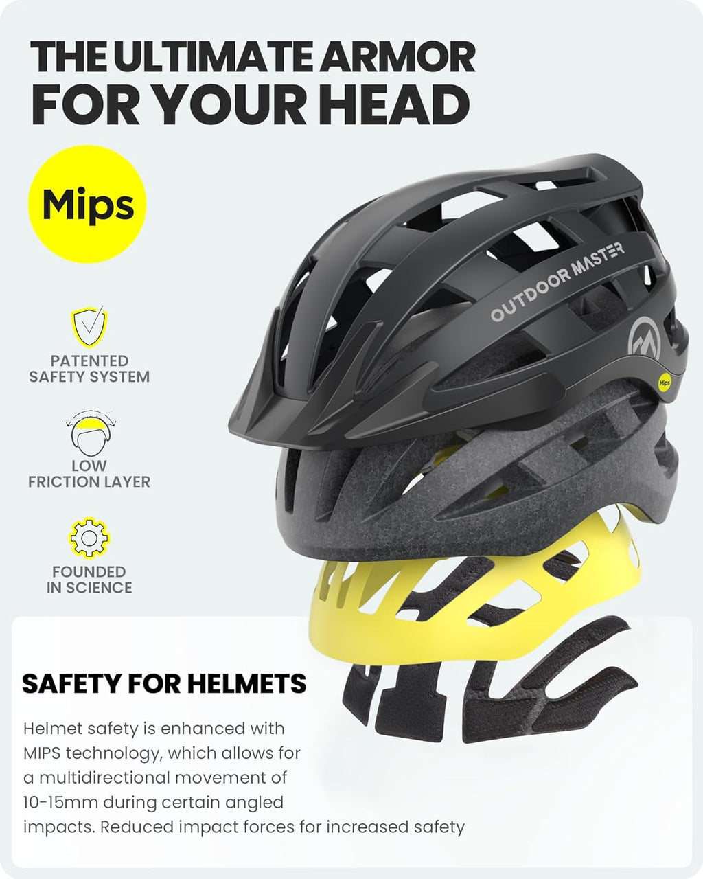 OutdoorMaster Gem II MIPS Bike Helmet - Lightweight Cycling Helmet with Light for Youth & Adults