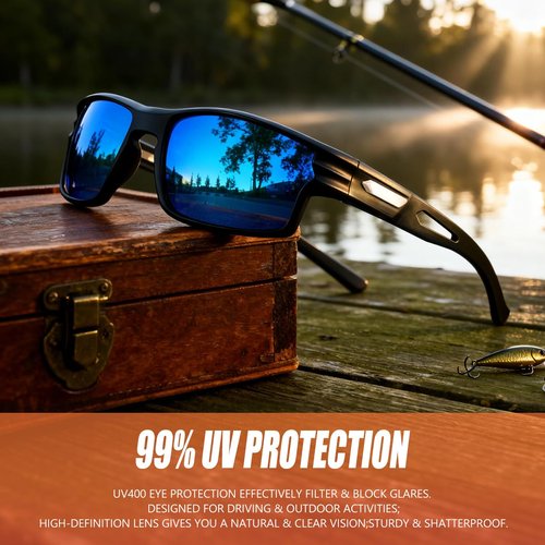 SQOQS Polarized Sports Sunglasses for Men UV400 Protection, Lightweight Wrap Around Sun Glasses for Fishing Cycling Running