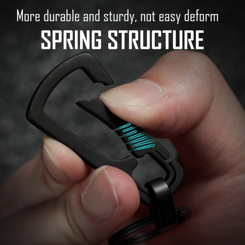 KeyUnity Titanium Carabiner Keychain Clip, Quick Release EDC Key Holder Organizer with Key Ring (KM04BK)