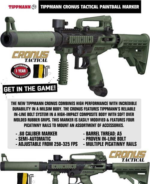 Maddog Tippmann Cronus Tactical Paintball Gun Marker - Complete Starter Package for Beginners