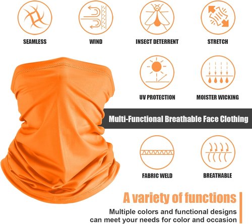 Geyoga UV Protection Neck Gaiter - 6 Pieces Cooling Face Mask Scarf for Summer Activities