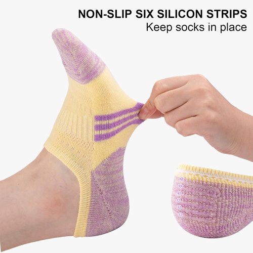 COOPLUS No Show Socks - Women's Athletic Cushioned Cotton | Low Cut Non-Slip Running Socks (6 Pairs)