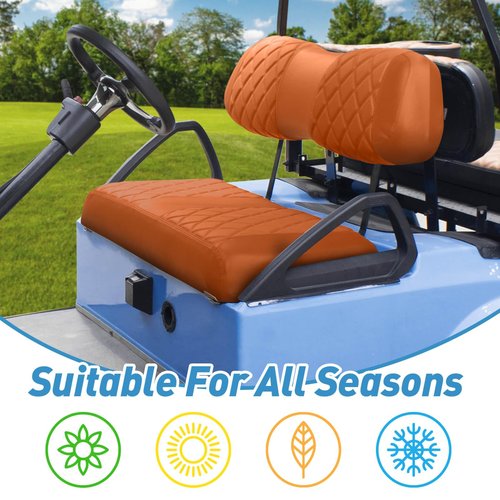NOKINS Golf Cart Club Car DS 2000.5-Up Diamond Seat Covers Kit, Fits Club Car DS OEM Standard Front Seat Cushion, Golf Cart Vinyl Seat Cover, No Nails Required (All Brown)