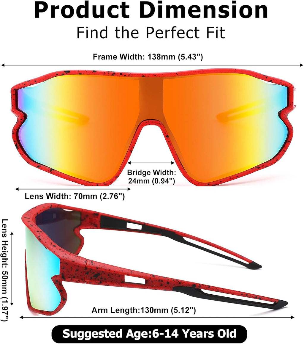 Skiennix Kids Baseball Sunglasses - Youth Sports Shades for Boys & Girls Age 6-14