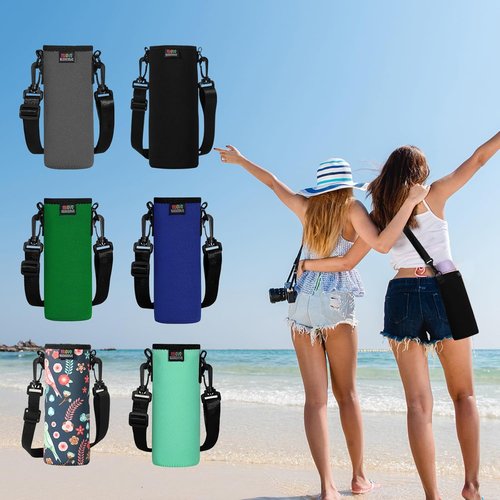 Nuovoware Insulated Water Bottle Carrier Bag - Premium Neoprene Sling Holder for 500ml/750ml/1000ml | Adjustable Strap for Hiking