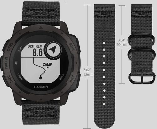 LiWerlly Band for Garmin Instinct / 2 Solar Watch Bands, 22mm Breathable Nylon Woven Loop Sport Replacement Watch Strap Women Men Garmin Instinct 2/ Solar/Tactical Smartwatch, Black
