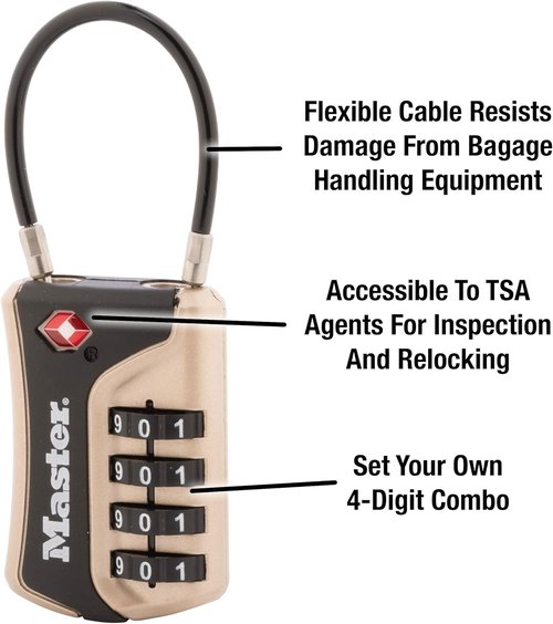 Master Lock 4697D TSA Approved Luggage Lock - Set Your Own Combination, 1 Pack, Assorted Colors