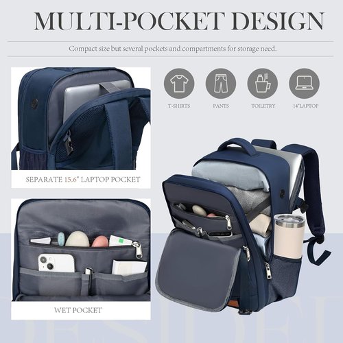 Lossga Travel Backpack - Water-Resistant Personal Item Bag | 18x14x8 Inches, Lightweight & Flight Approved