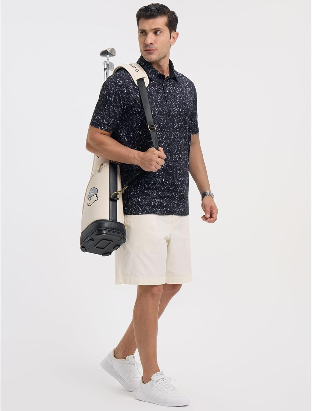 Skiennix Men's Golf Polo Shirt - Funny Print, Moisture-Wicking, Quick-Dry, Short Sleeve Casual Wear