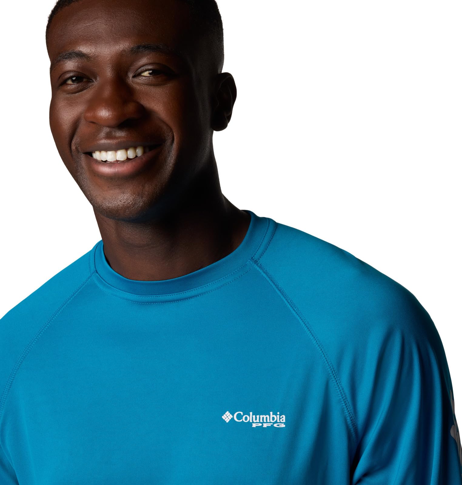 Columbia Men's PFG Terminal Tackle Long Sleeve Fishing Shirt, Blue Echo/White Logo, 1X