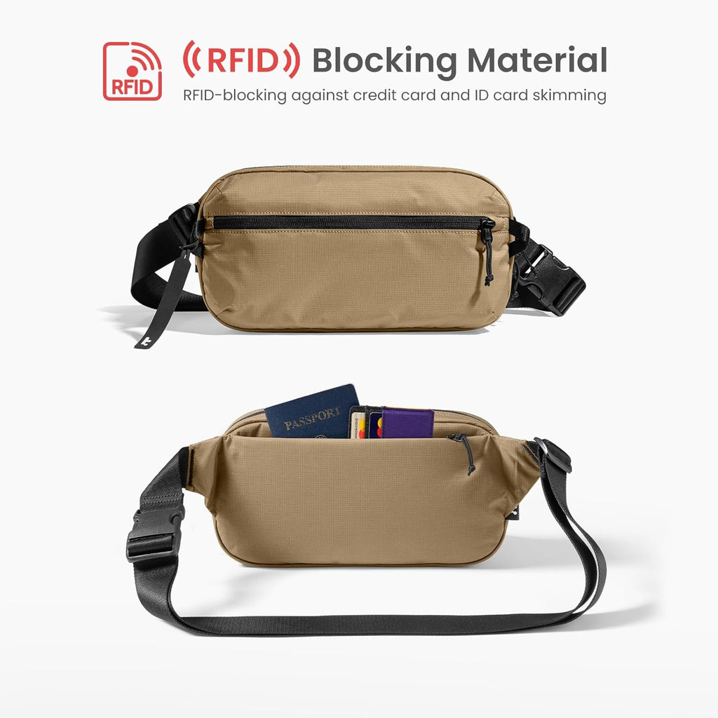 tomtoc Sling Bag - 3.5L RFID Blocking Crossbody Chest Pack | Water-Resistant Lightweight for Travel