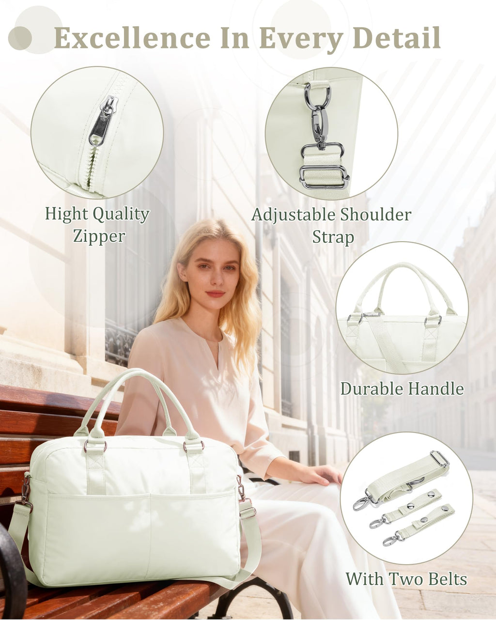 Gym Bag for Women,Travel Duffle Bag for Travel with Wet Pocket Weekender Overnight Carry On Tote Bag Luggage Bag with Trolley Sleeve Personal Item Travel Bag Hospital Diaper Bag Beige
