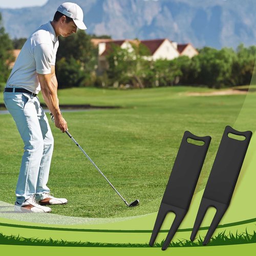 Sotiff 8 Pcs Metal Bending Golf Divot Repair Tool Portable Green Divot Fork Metal Golf Repair Tool Accessories Curved Spit for for Golfer Men Women Sports Lovers Fairway Repairing (Black)