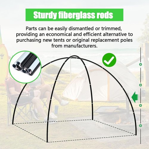 Fiberglass Tent Pole - Kids Tent Replacement Poles | Durable 8mm Repair Kit for Indoor & Outdoor Use - 2PCS x 13.1FT