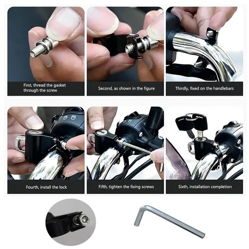 2X Motorcycle Helmet Security Lock Replacement Anti-Theft Fixed Multi-Function Lock Accessories with Key for Motorcycles Bicycles E-Bike