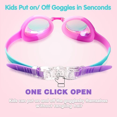 Keary Kids Swim Goggles - Anti-Fog, Waterproof, UV Protection | Clear Vision for Ages 3-12