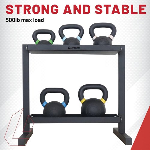 Lifeline Fitness Kettlebell Storage Rack - Organize Your Workout Space | Durable & Space-Saving Design