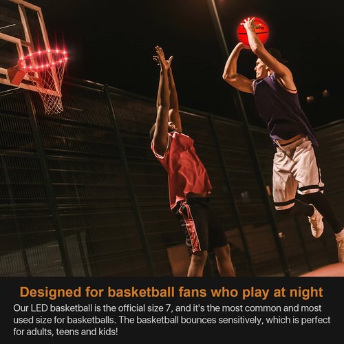 Waybelive 2Pcs LED Light Up Basketball Set, LED Basketball&Basketball Hoop Lights, Control LED Basketball Rim Light,16 Color Change by Yourself, Waterproof, Super Bright to Play at Night Outdoors