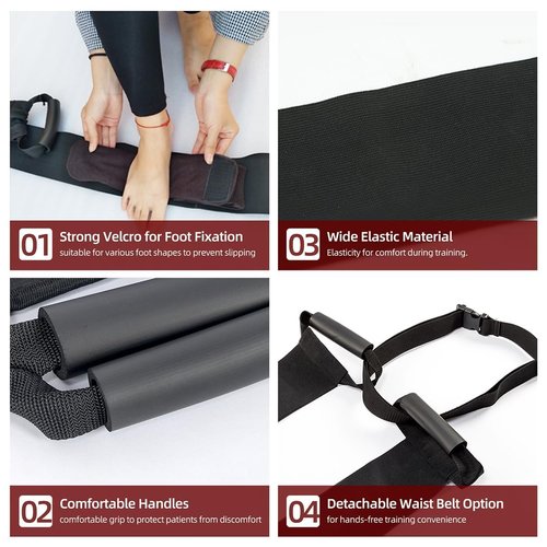 Stretch Bands for Exercise – Leg Stretching Strap for Physical Therapy, Hands-Free/Manual Options for Elderly Rehabilitation Bedridden Patients Lower Limb Myasthenia (2 Feet+Waist Belt)