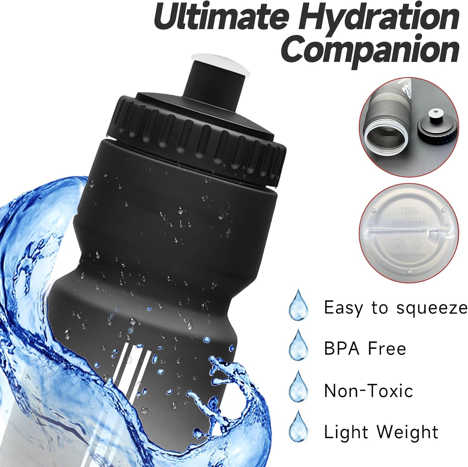 Skiennix Bike Water Bottle - Leakproof BPA-Free Cycling Bottle with Capacity Scale | 24oz Reusable Design