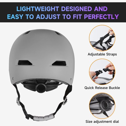 Findway Pro Skateboard Helmet [Safety Certified] Two Removable Liners Bike Helmet for Kids Youth & Adults for Skate, Scooter, Commuter, Longboard & Incline Skating Rollerblading with Adjustable Dial