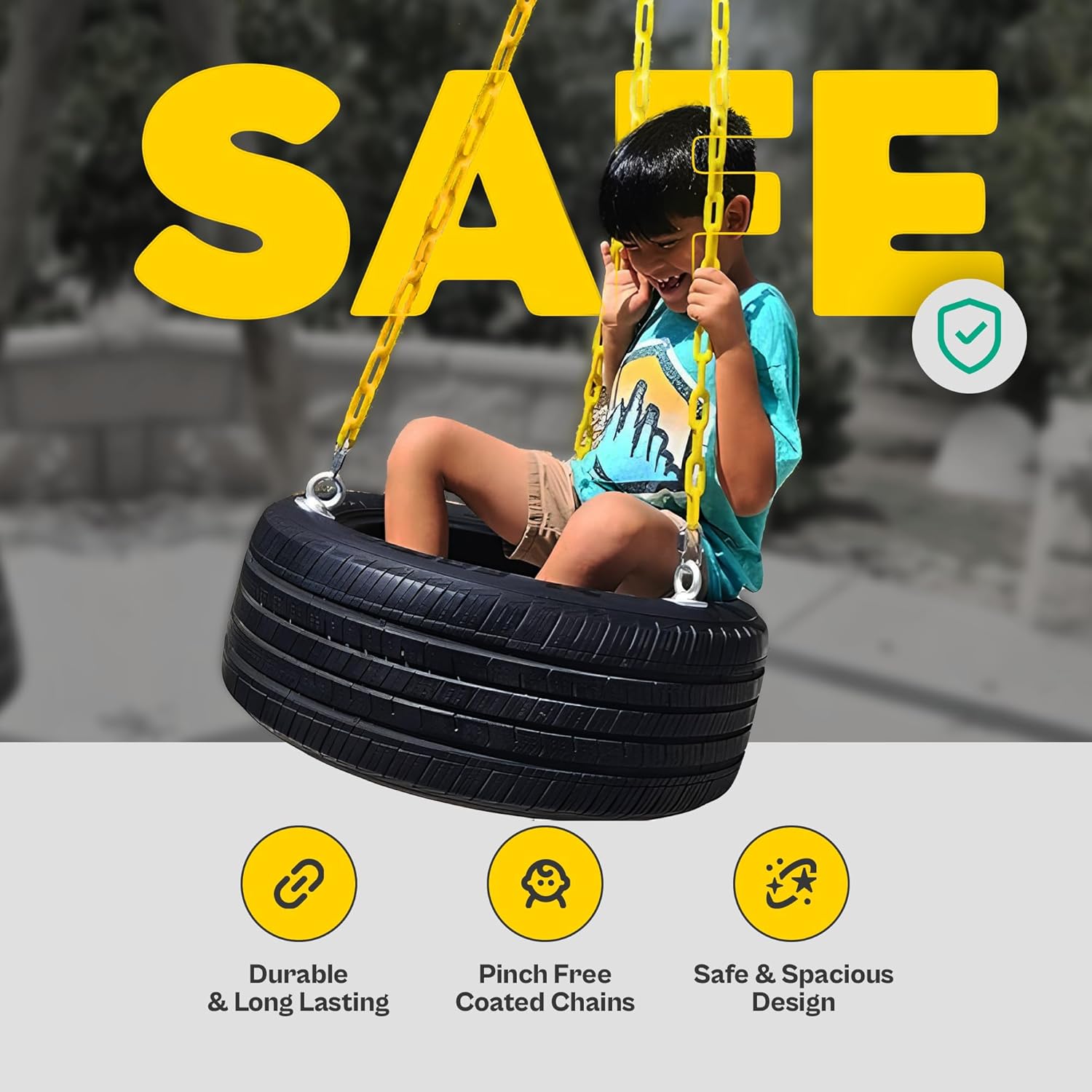 Skiennix Tire Swing - Durable Plastic Coated Chains for Kids & Adults | Outdoor Swing Set Accessories