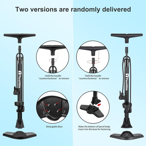 **TOOLITIN Bike Pump - High Pressure 160 PSI Floor Pump with Gauge | Compatible with Presta & Schrader Valves**