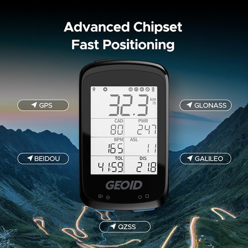 GEOID CC500 Bike Computer GPS, Wireless Bike Speedometer, ANT+ Bluetooth 2.5 Inch Bicycle Computer,IPX6 Waterproof Cycling Computer with Auto Backlight