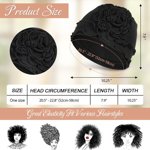 JarseHera 4PCS Cotton Chemo Headwear for Women Soft Cancer Caps Beanie for Hair Loss