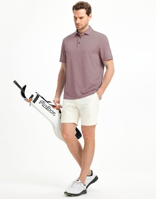 M MAELREG Golf Shirts for Men - Moisture-Wicking Performance Polo | Short Sleeve Heather Jacquard