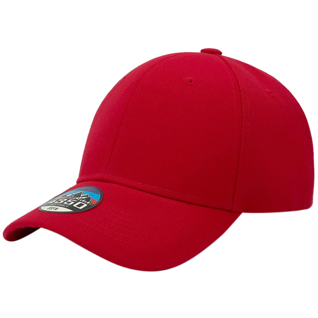 4350 DISTRICT Unisex-Adult Plain Solid Curved Baseball Cap (Y4361-RED)
