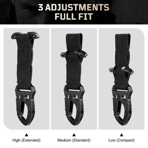 Tactical MOLLE Clip with Quick-Release Metal Hook & Nylon Webbing T-Mount | Secure Gear Attachment for Backpack, Vest, Belt, Car Seats & EDC(2PCS, Black)
