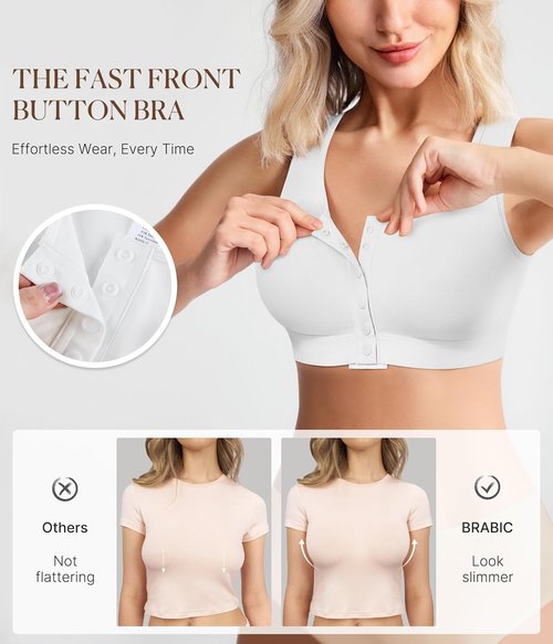 BRABIC Post-Surgery Compression Bra - Full Coverage Wireless Design for Mastectomy | Back Smoothing