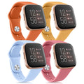 4 Pack Silicone Bands Compatible with Fitbit Versa 2 / Versa Band/Lite/SE, Classic Soft Straps Replacement Sport Wristbands for Women Men (4Pack K)