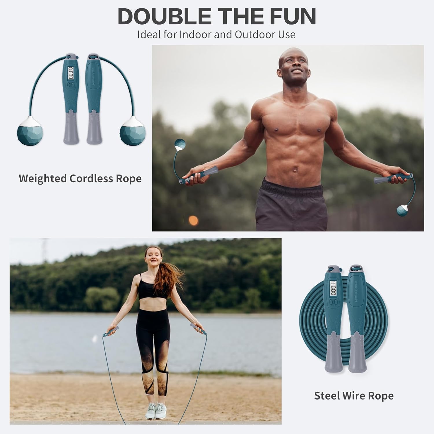Skiennix Jump Rope With Counter - Cordless Ropeless Skipping for Fitness - Digital Handle for All Ages