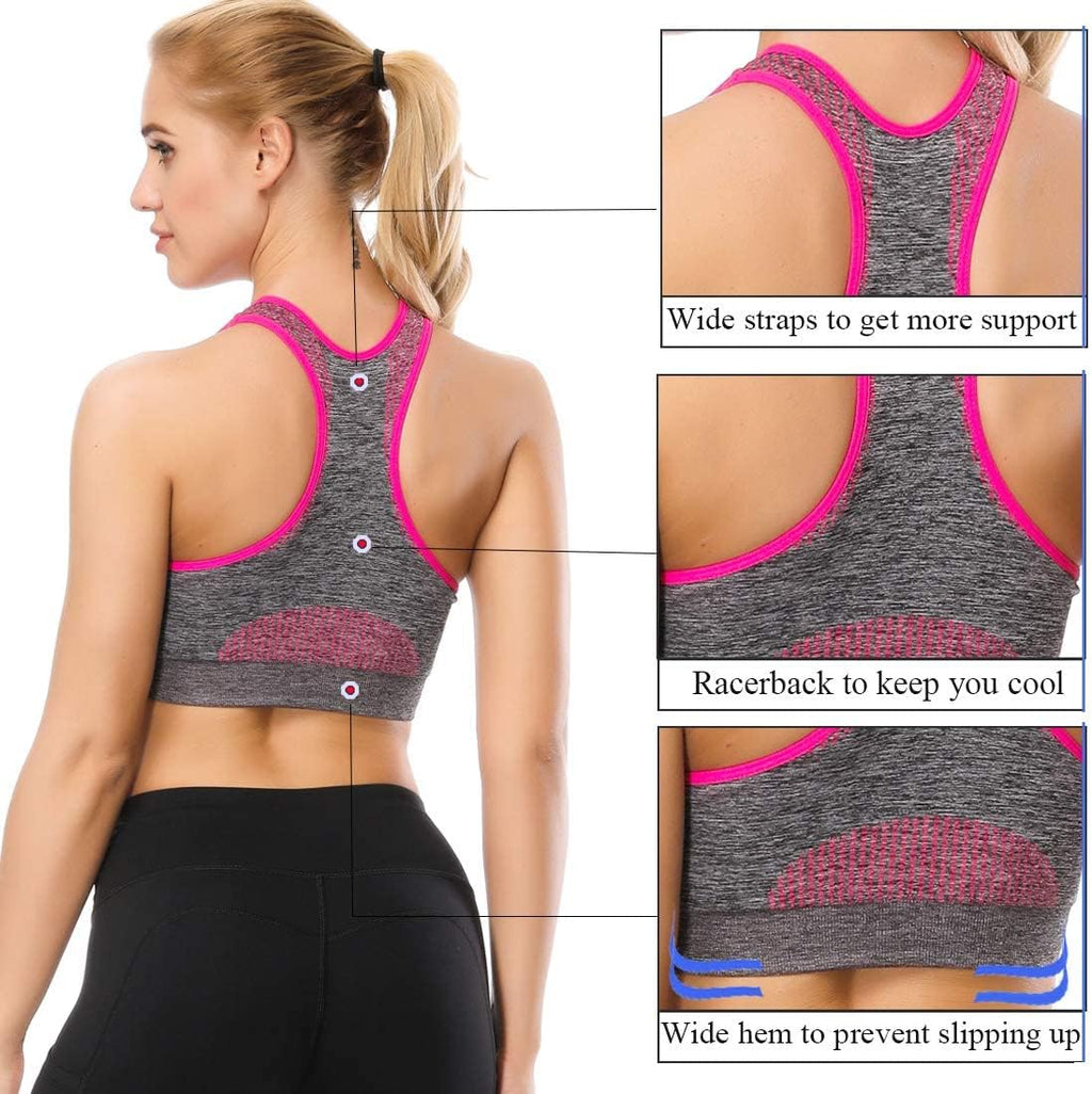 TOBWIZU Sports Bras - Medium Support Yoga & Gym Activewear with Convenient Pocket