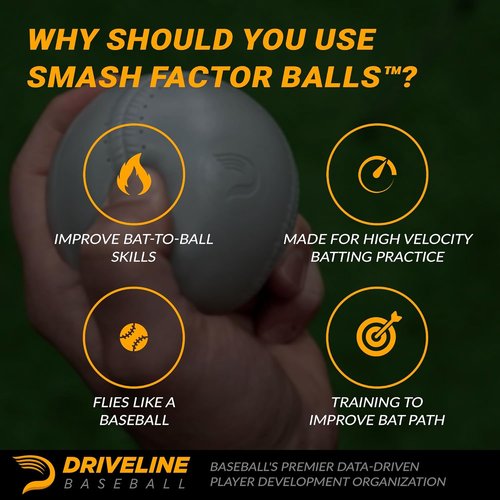 Driveline Baseball Smash Factor Foam Balls - High Density Hitting Practice | 4 oz, 12 Pack