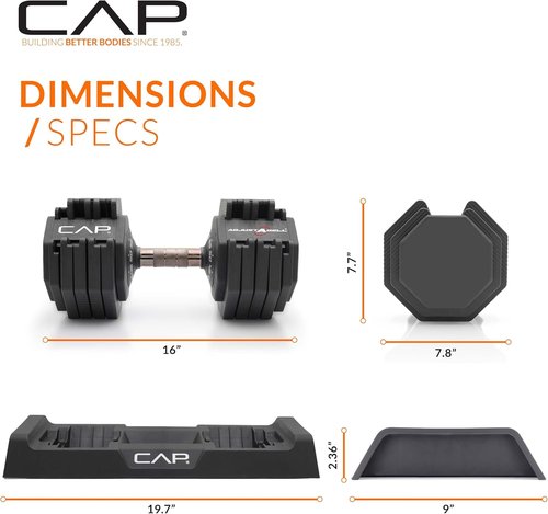 CAP ADJUSTABELL Adjustable Dumbbell Weights - Versatile Singles & Pairs | 12.5 lb, 25 lb, 55 lb Options