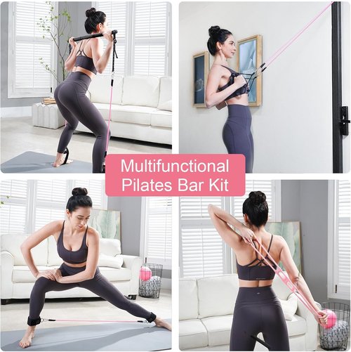 Kisnbld Pilates Bar Kit - Multifunctional Resistance Bands for Home Gym Yoga Workouts | Portable Design