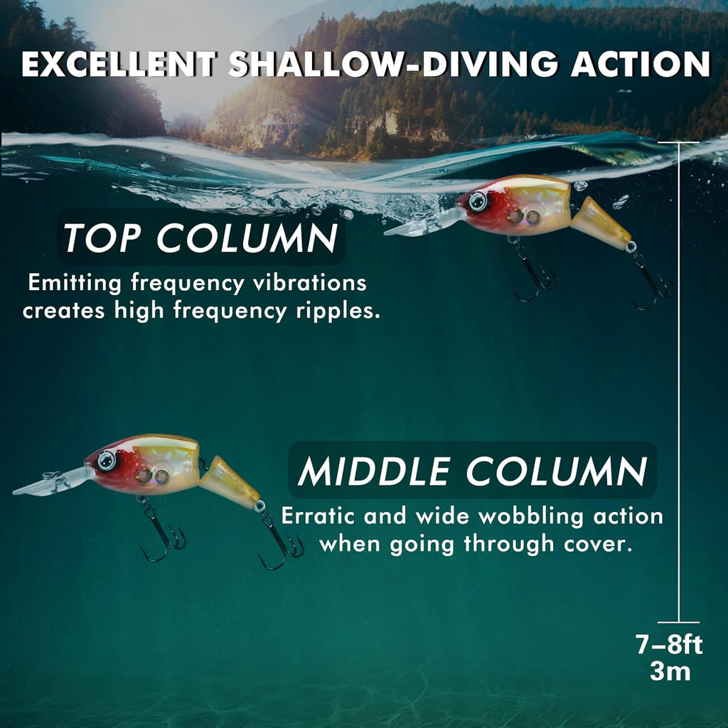 TRUSCEND Swimmax Fishing Lure - Wiggling & Vibrating Jointed Swimbait with BKK Hook for Bass & Trout
