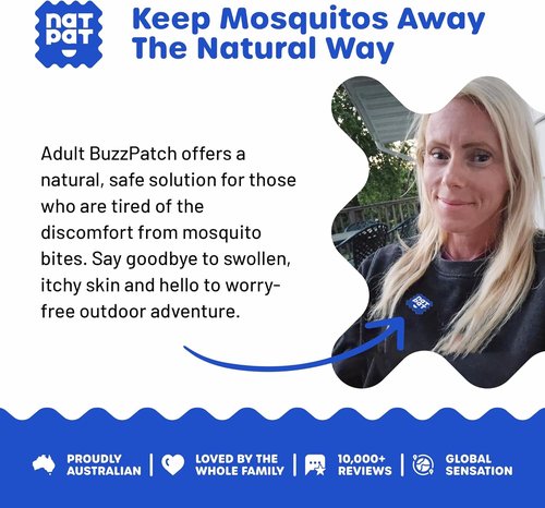 NATPAT BuzzPatch Mosquito Patches for Adults - Plant-Based, Non-Toxic Citronella Insect Relief (40 Pack)