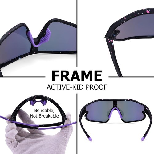 Kids Baseball Sunglasses - Youth Baseball Sunglasses for Boys Girls - Sports Softball Shades Age 6-14