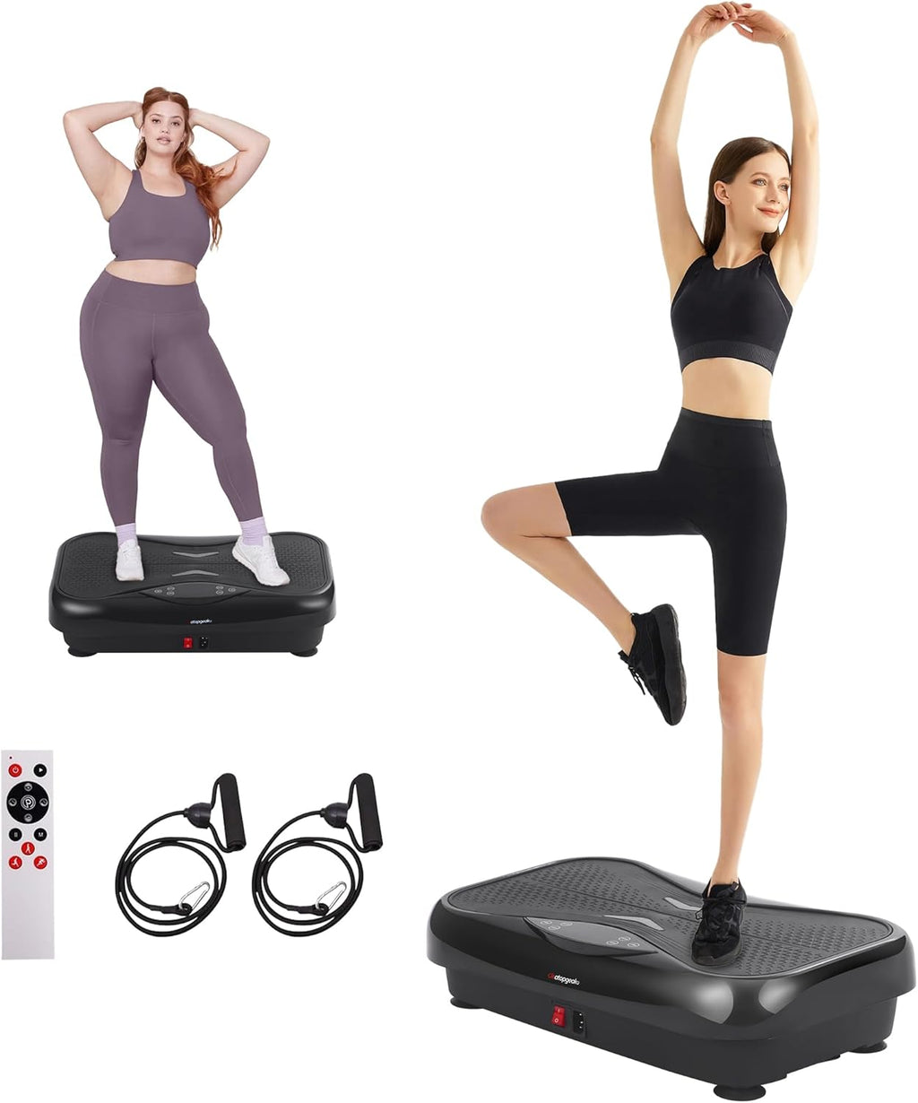 Skiennix Whole Body Vibration Plate - Power Vibrating Machine for Weight Loss & Lymphatic Drainage | Touch Screen & Resistance Bands Included