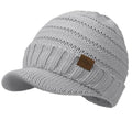 Winter Hats for Women - Warm Cute Knit Winter Hat, Casual Stylish Knitted Beanie Hat for Women, Soft Stretch Womens Winter Hats with Visor, Gray