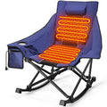 Slendor Oversized Heated Camping Chair, Folding Heated Rocking Chair with Padded Pillow, 3 Adjustable Heat Settings Portable Camp Chair for Outdoor & Indoor Use, NO Power Bank, Blue