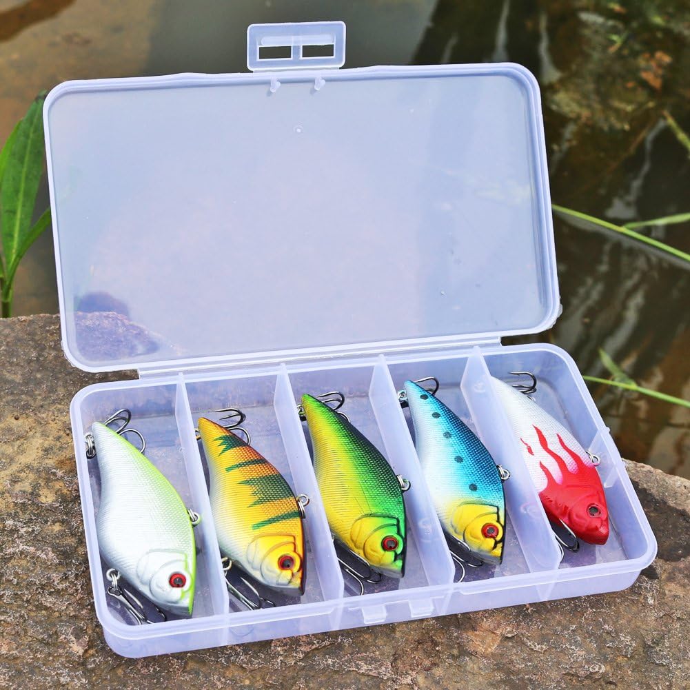 Sougayilang Fishing Lures - Life-Like Minnow VIB Hard Bait with Treble Hook | Perfect for Bass, Trout, Walleye