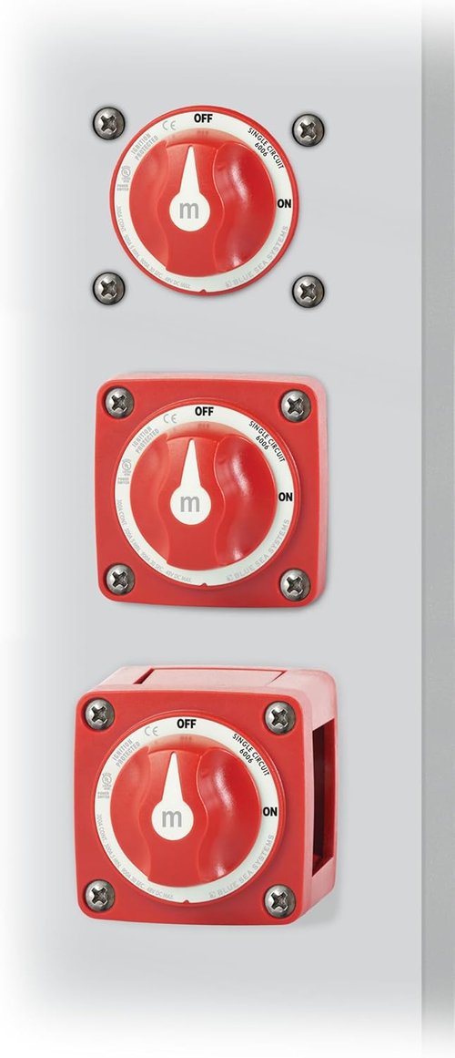 Blue Sea 6006 m-Series Mini Battery Switch - Single Circuit ON/OFF - Compact Red Design